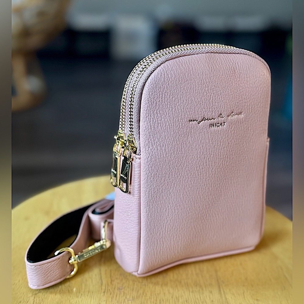 NWT - INICAT “Sling Bag For Travel” (Pink) Premium Faux Leather Multi-Cross Way